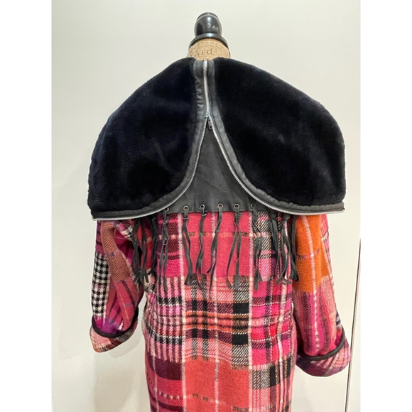 Hilary Radley Vintage Colorful Patchwork Plaid Long Jacket Coat Fairy Grunge S - Picture 9 of 15